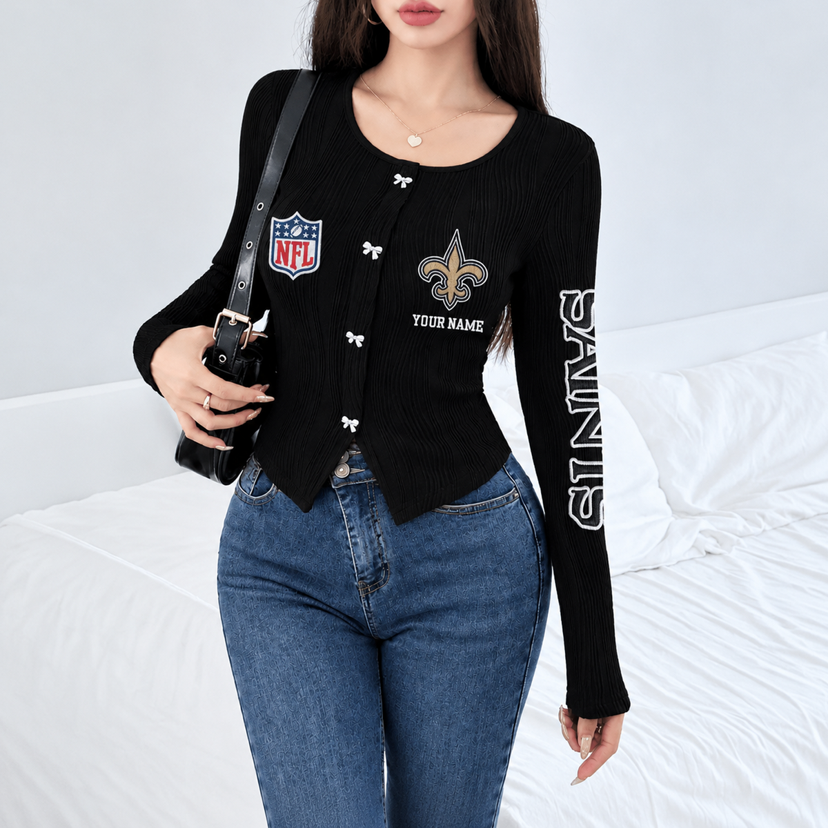 NO x NFL Women's Long Sleeve Button Front Cardigan