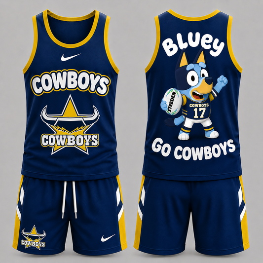 NQC Premium NRL Game Day Cartoon Character Sleeveless Tank Top & Shorts Set