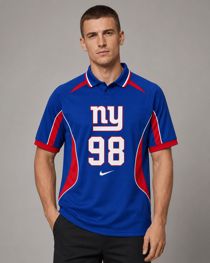 NYG Premium NFL Custom Number Sports Style Polo Shirt