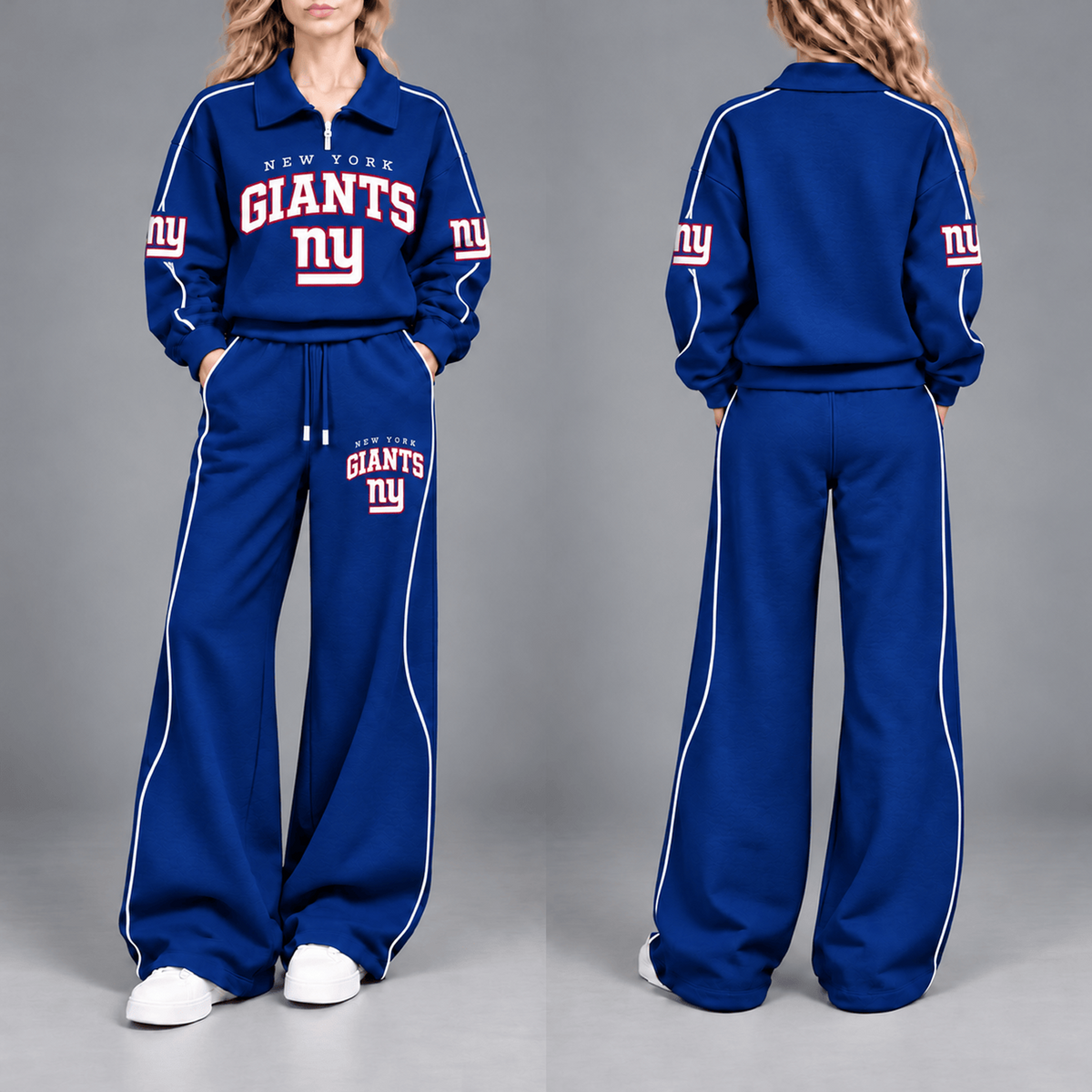 NYG Premium NFL Team Pride Contrast Piping Quarter-Zip + Pants
