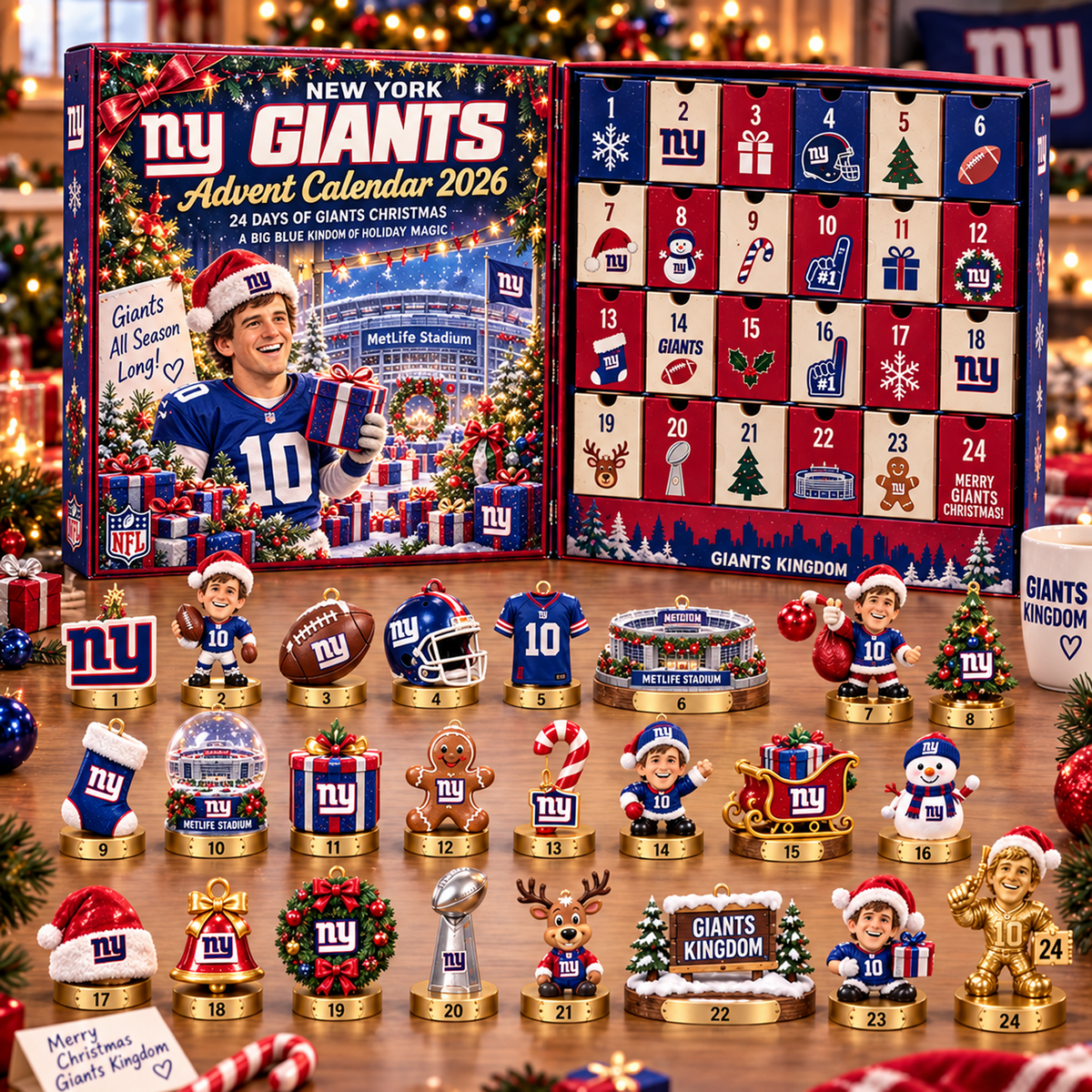 NYG x NFL Christmas Advent Calendar 2026 – 24 Days of NFL Mascot & Holiday Collectibles