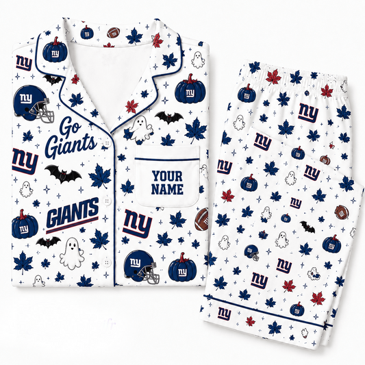 NYG x NFL Halloween Personalized Set Long Pajamas