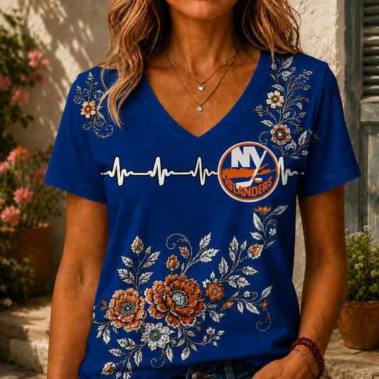 NYI x NHL Luxury Women V-Neck Shirt