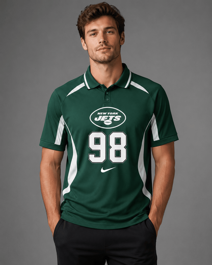 NYJ Premium NFL Custom Number Sports Style Polo Shirt