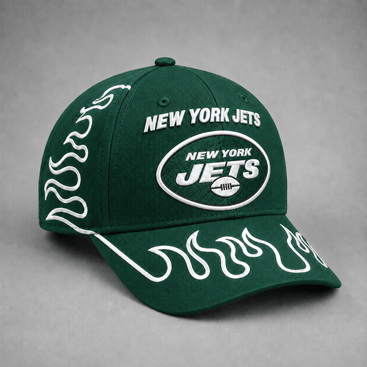NYJ Premium NFL Flame Curved Brim Baseball Cap