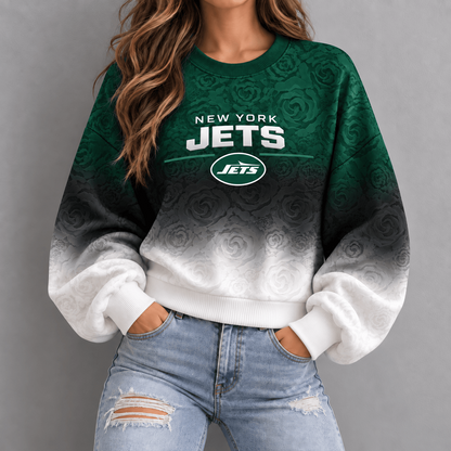 NYJ x NFL Embossed Rose Ombre Sweatshirt