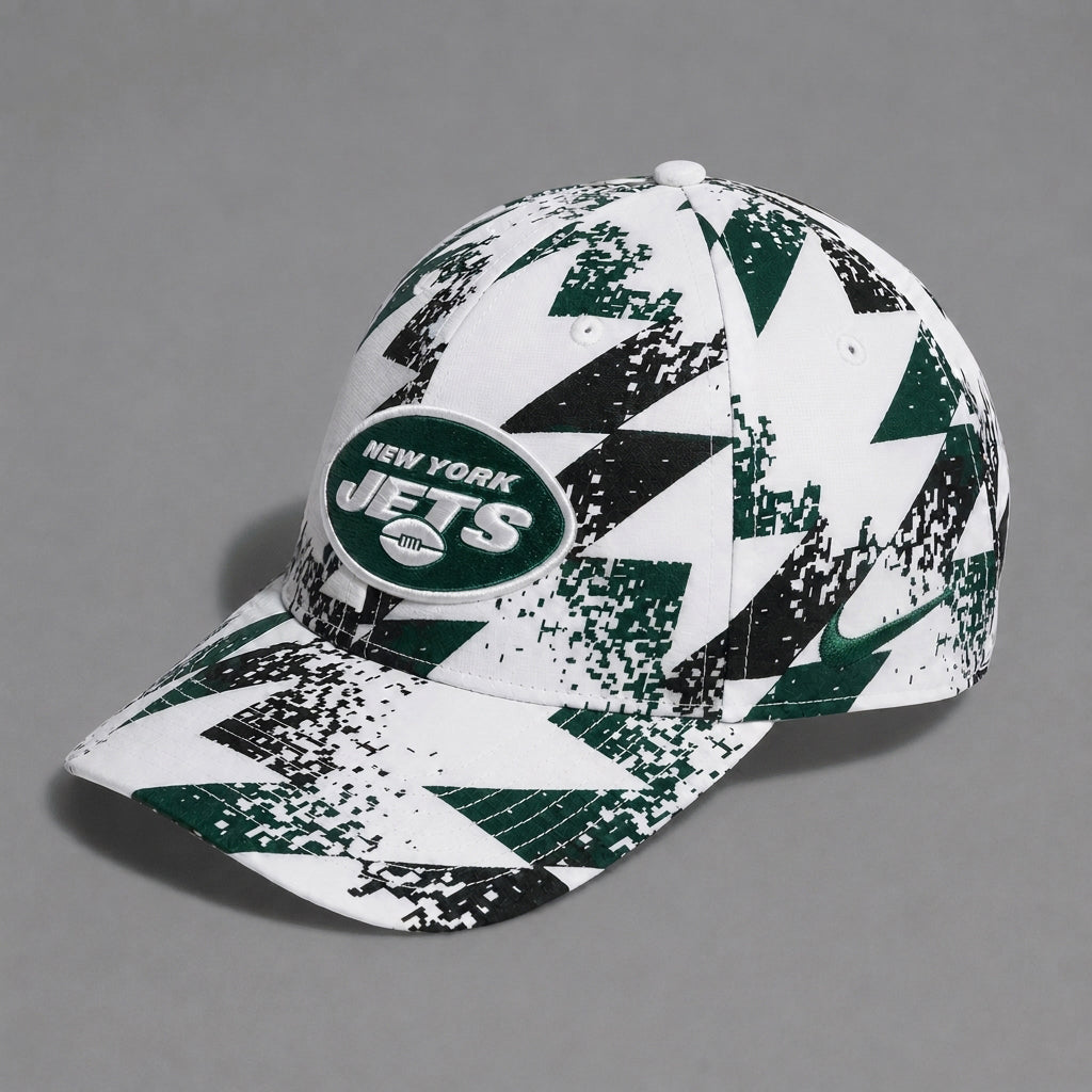 NYJ x NFL Premium Sports Fan Geometric Pattern Baseball Cap