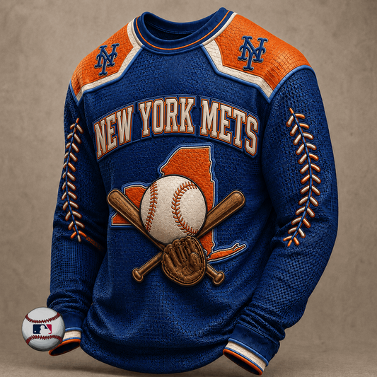 NYM x MLB Baseball Team Embroidered Crewneck Sweatshirt