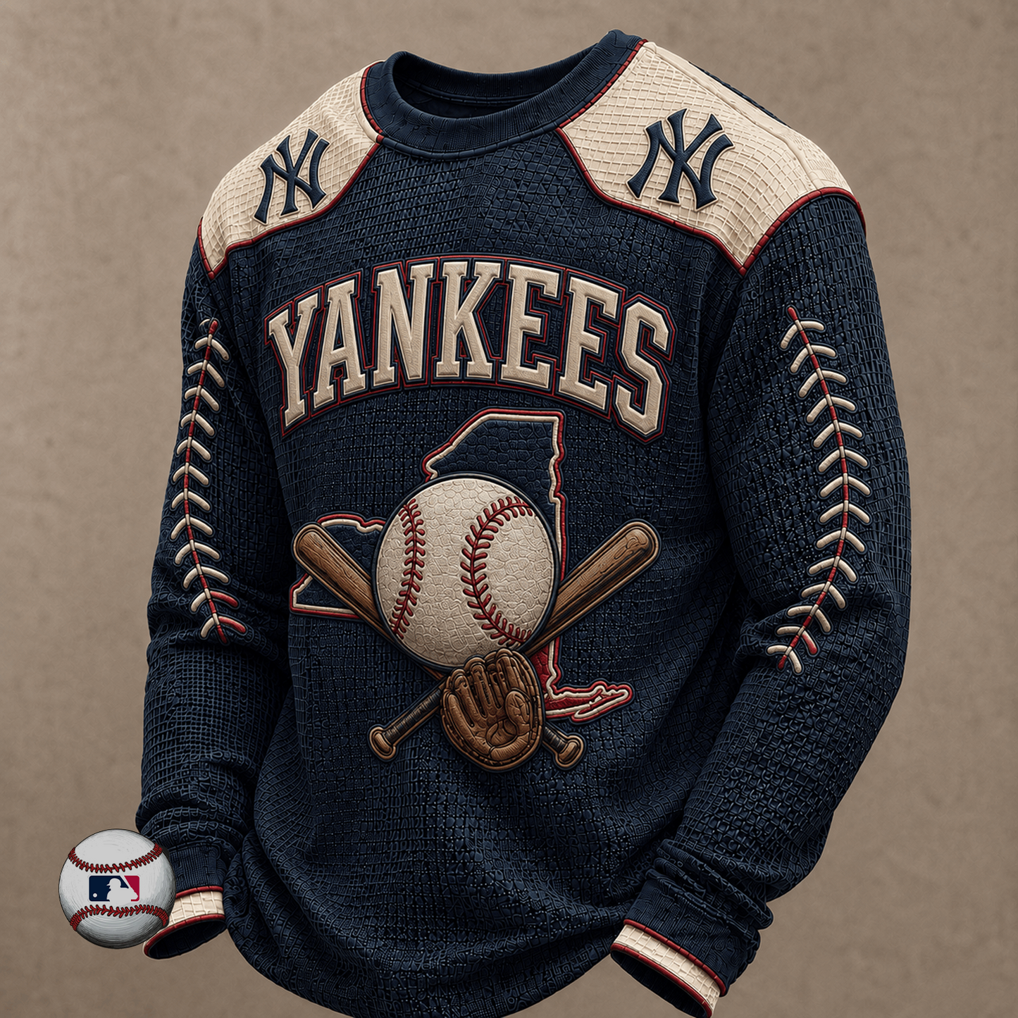 NYY x MLB Baseball Team Embroidered Crewneck Sweatshirt