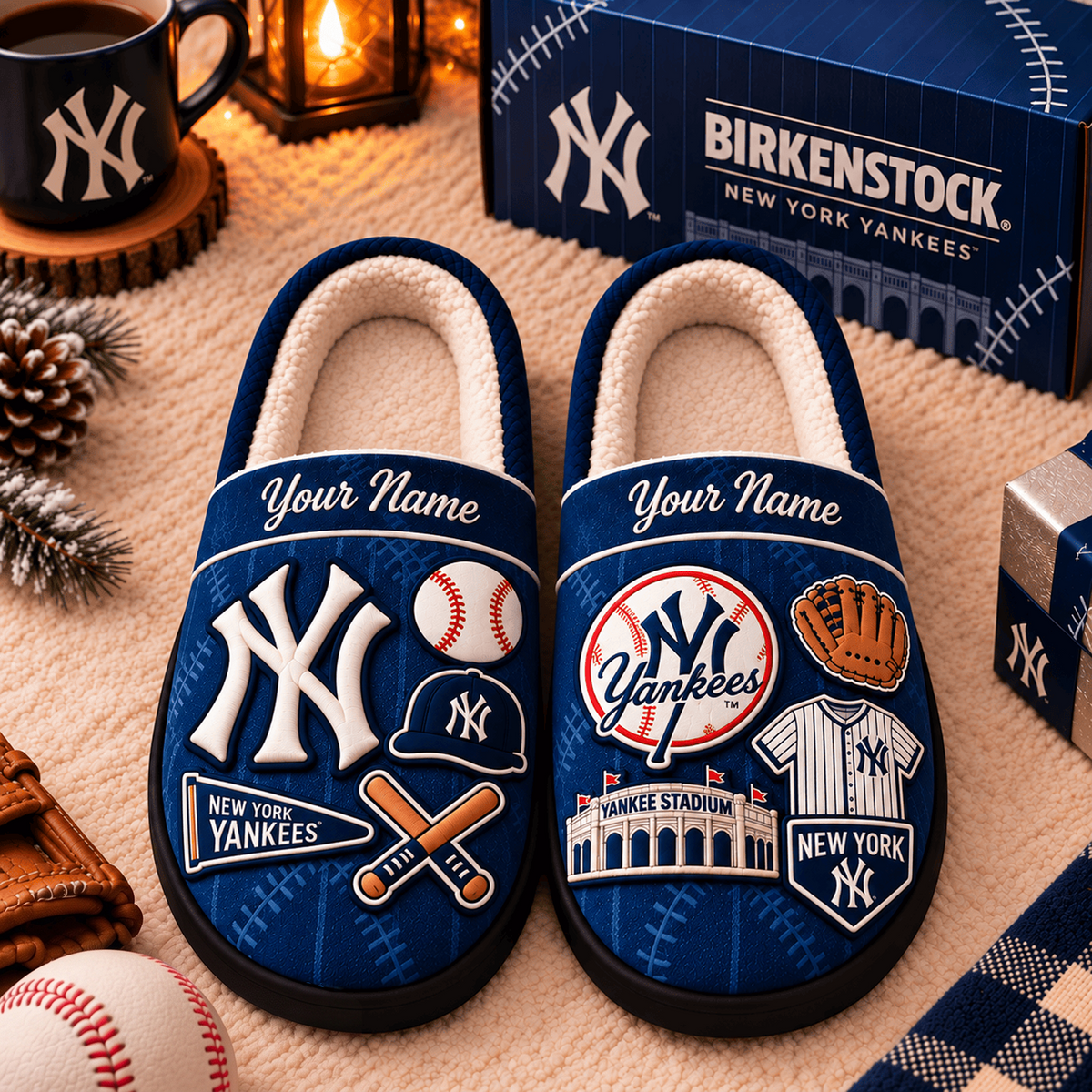 NYY x MLB Game Day Personalized Name Slipper
