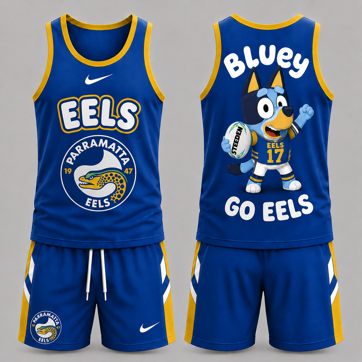 PAR Premium NRL Game Day Cartoon Character Sleeveless Tank Top & Shorts Set