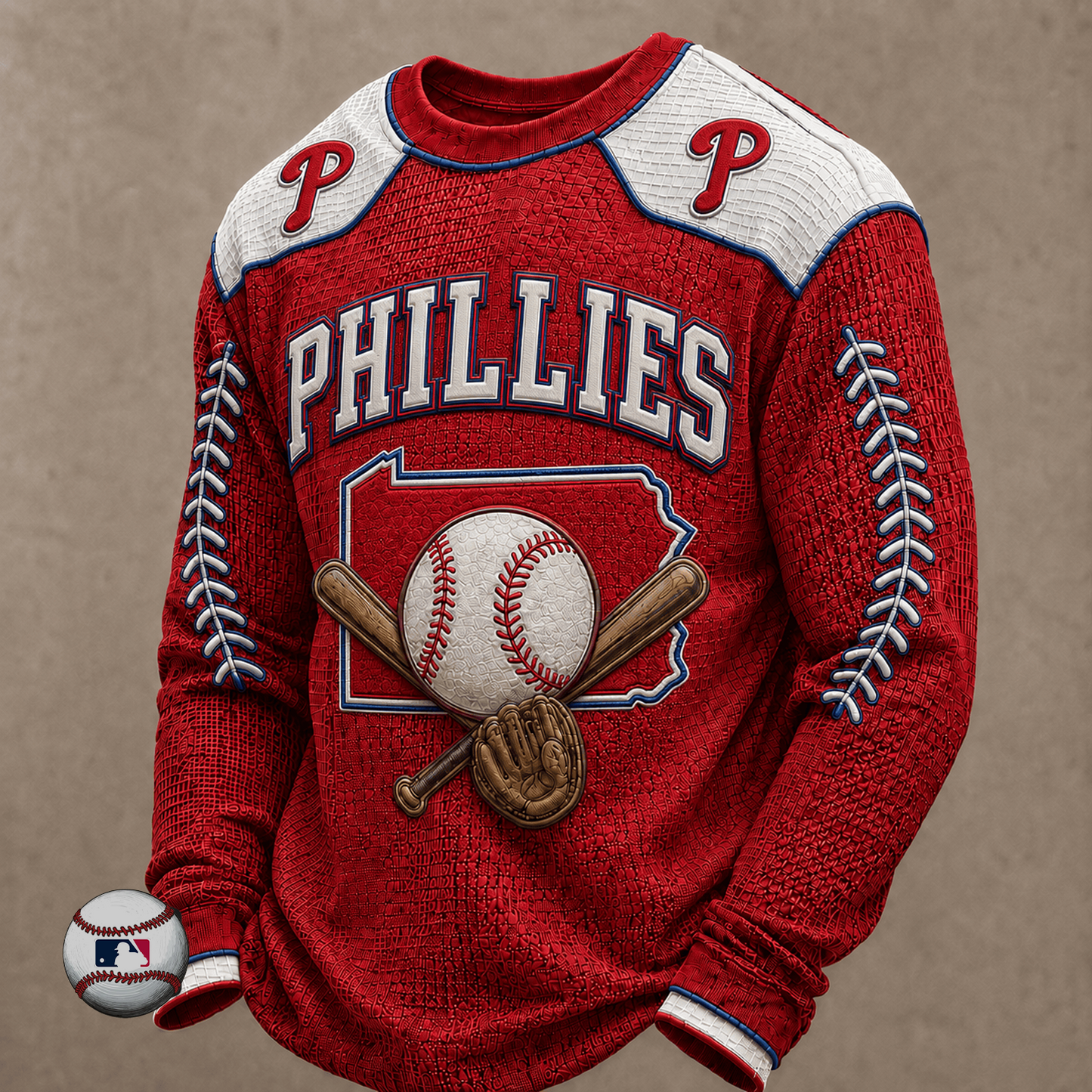 PHI x MLB Baseball Team Embroidered Crewneck Sweatshirt