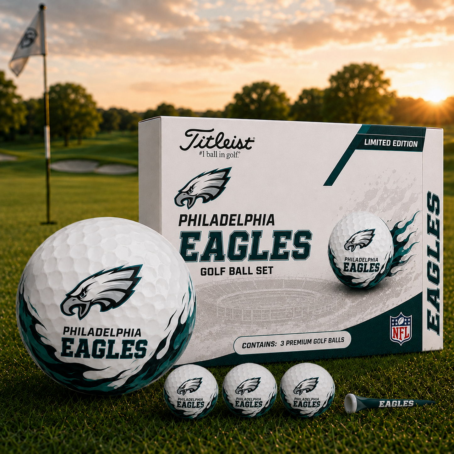 PHI x NFL Inspired Golf Ball Set – 3 Premium Golf Balls