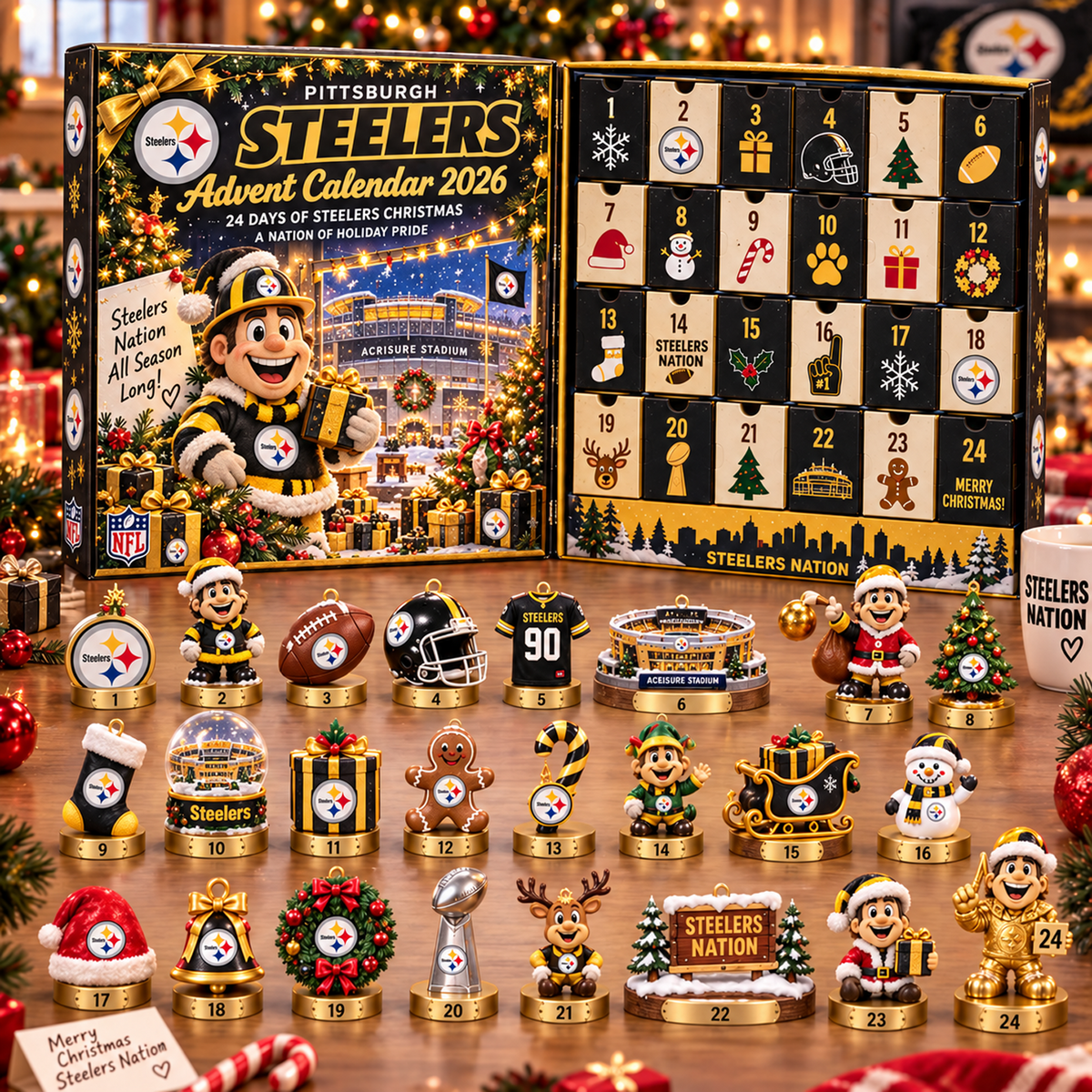 PIT x NFL Christmas Advent Calendar 2026 – 24 Days of NFL Mascot & Holiday Collectibles