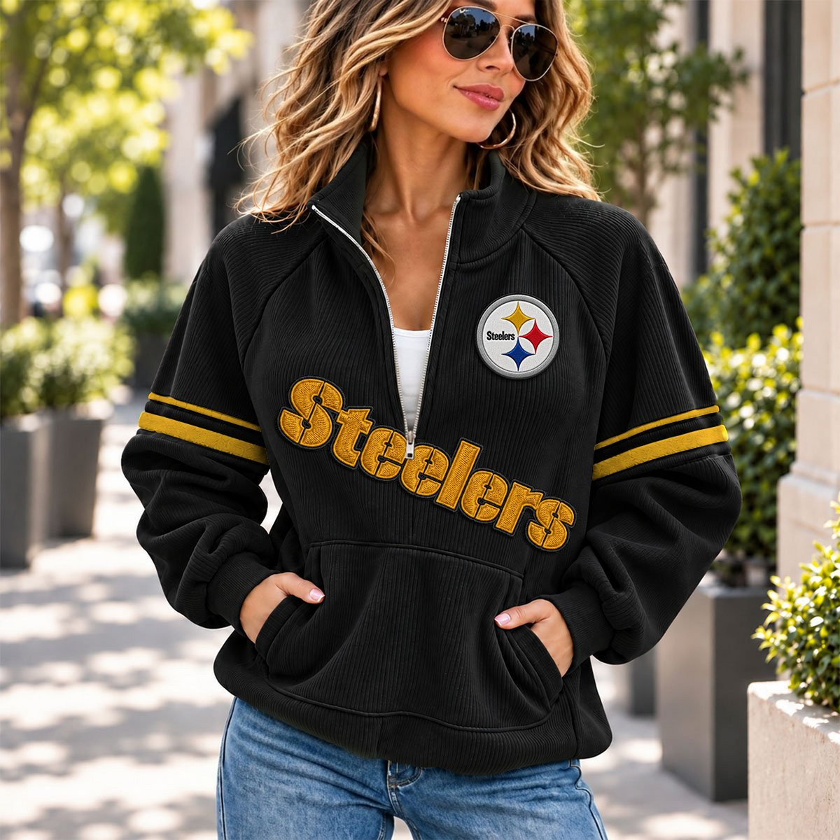 PIT x NFL Corduroy half-zip sweatshirt