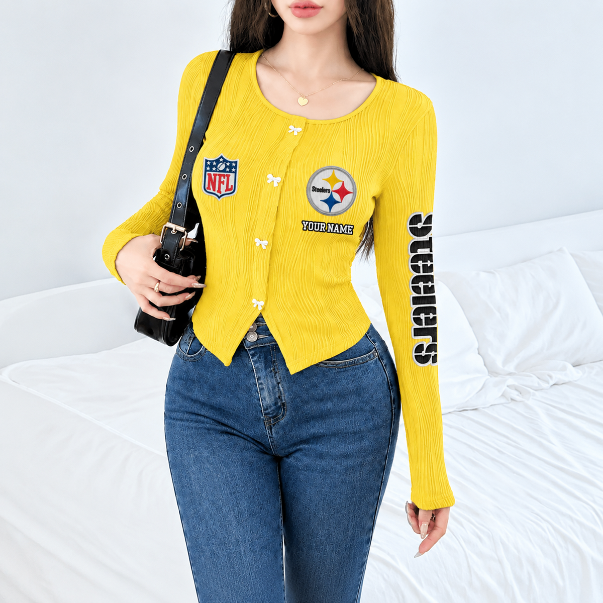 PIT x NFL Women's Long Sleeve Button Front Cardigan