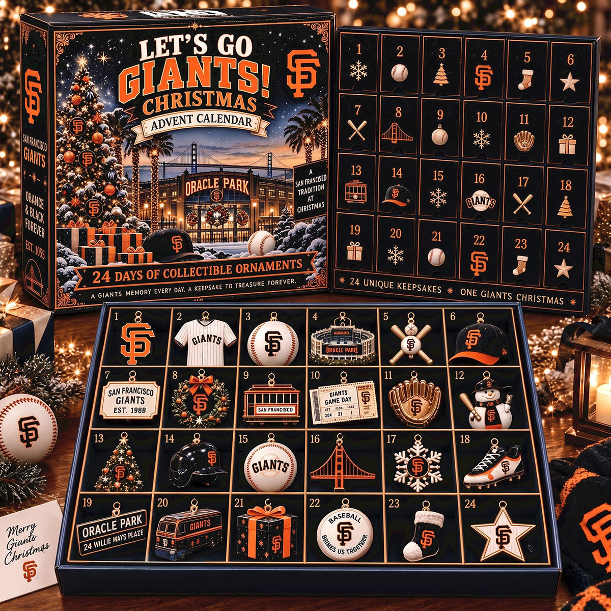 PREMIUM MLB X SFG EXCLUSIVE 24 Day Of Advent Calendar Box Personalized Gift For Fan Baseball Limited Edition