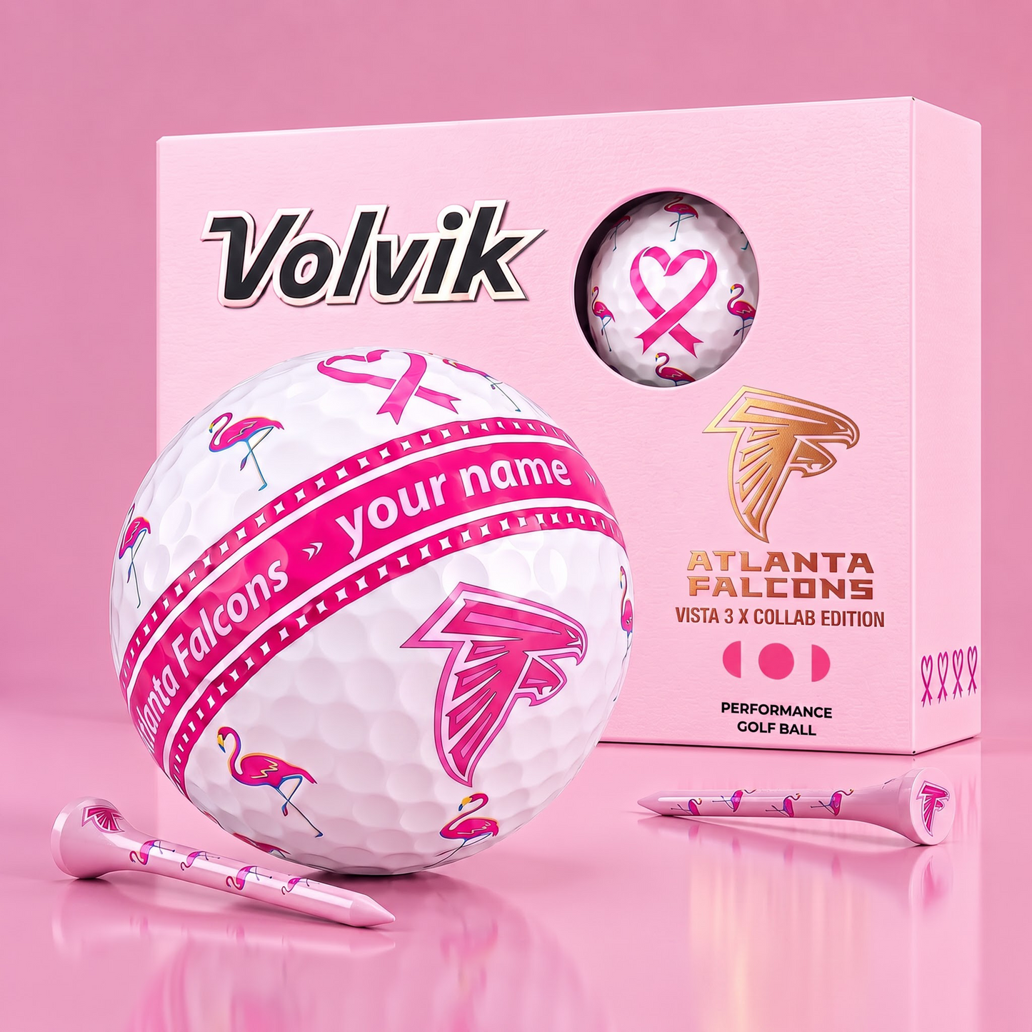 PREMIUM NFL  X AF EXCLUSIVE PERSONALIZED  VOLVIK BREAST CANCER  GOLF BALL SET LIMITED EDTION
