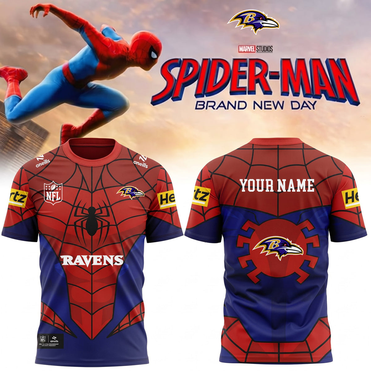 PREMIUM NFL X BAL EXCLUSIVE PERSONALIZED SPIDER-MAN SHIRT