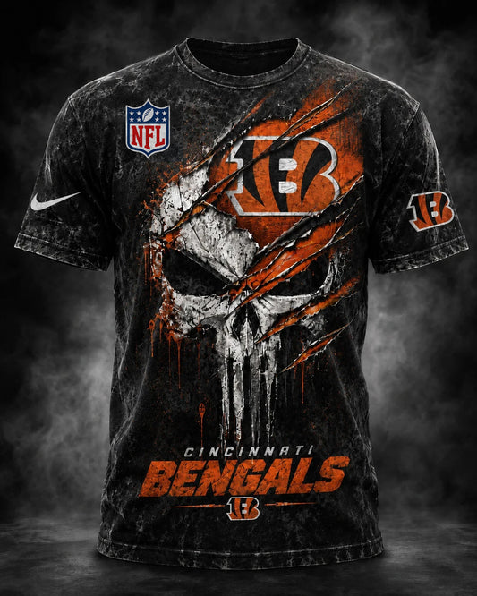 PREMIUM NFL X CIN EXCLUSIVE OLD-SKULL 3D Tshirt LIMITED EDITION