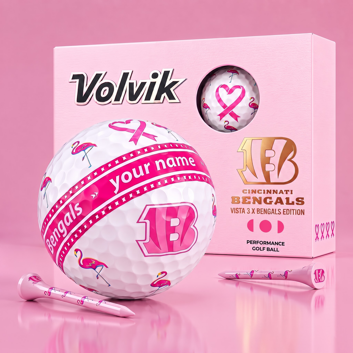 PREMIUM NFL  X CIN EXCLUSIVE PERSONALIZED  VOLVIK BREAST CANCER  GOLF BALL SET LIMITED EDTION