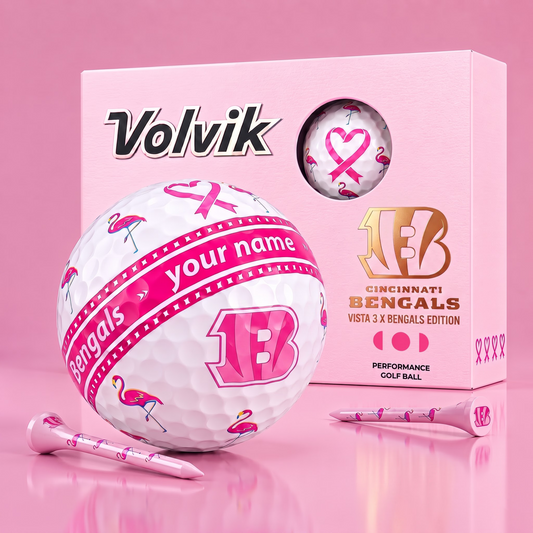 PREMIUM NFL  X CIN EXCLUSIVE PERSONALIZED  VOLVIK BREAST CANCER  GOLF BALL SET LIMITED EDTION