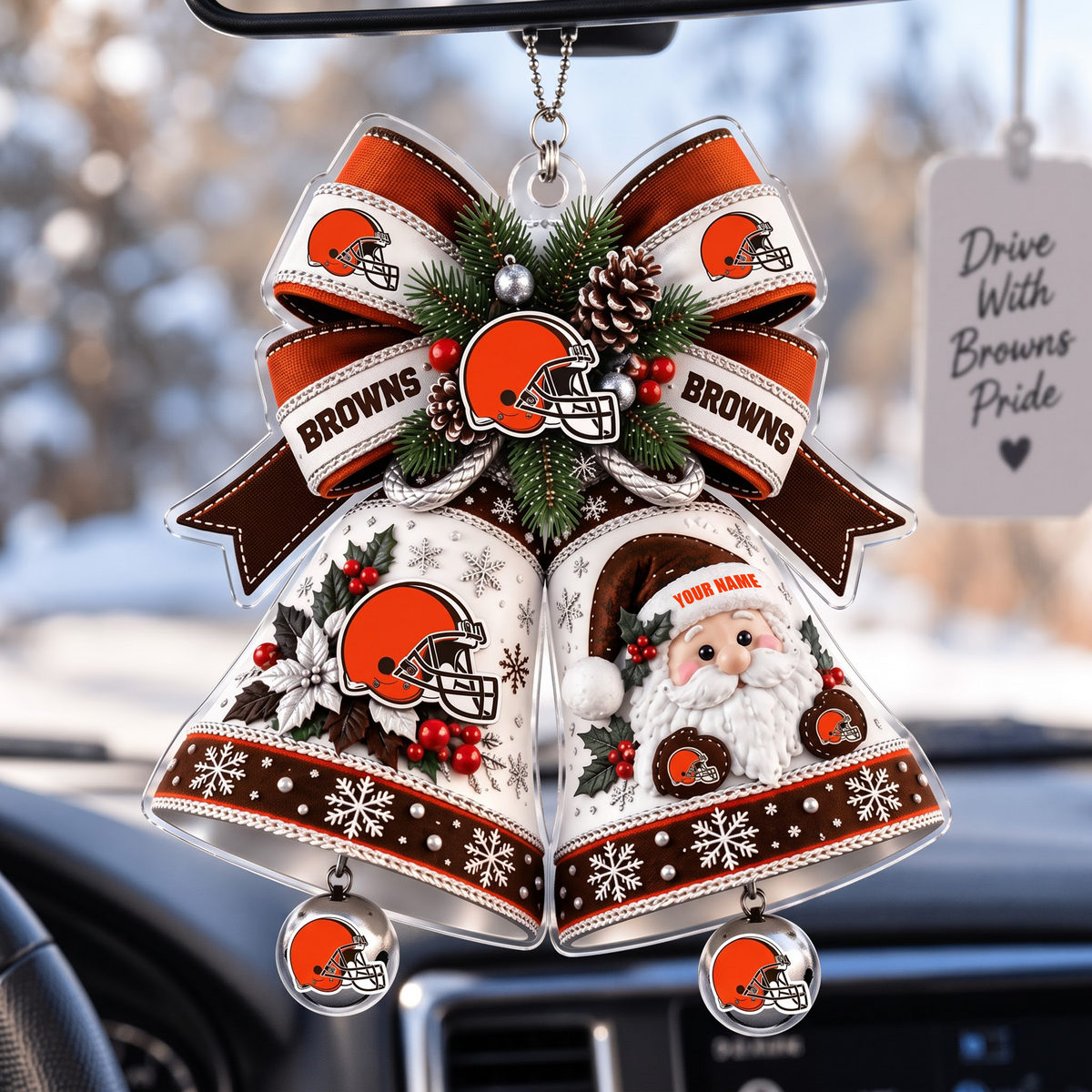 PREMIUM NFL X CLE EXCLUSIVE Christmas KICK OFF Personalized Acrylic Car Ornament LIMITED EDITION