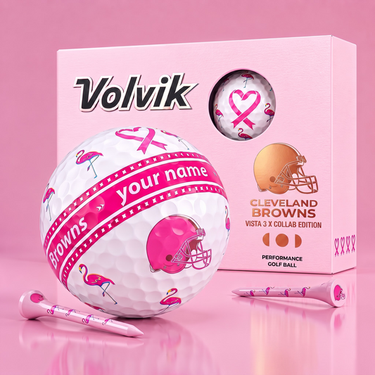 PREMIUM NFL  X CLE EXCLUSIVE PERSONALIZED  VOLVIK BREAST CANCER  GOLF BALL SET LIMITED EDTION