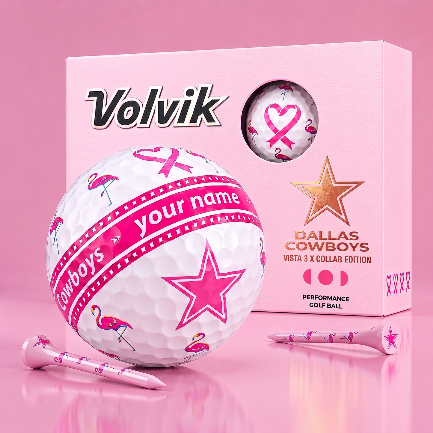 PREMIUM NFL  X DC EXCLUSIVE PERSONALIZED  VOLVIK BREAST CANCER  GOLF BALL SET LIMITED EDTION