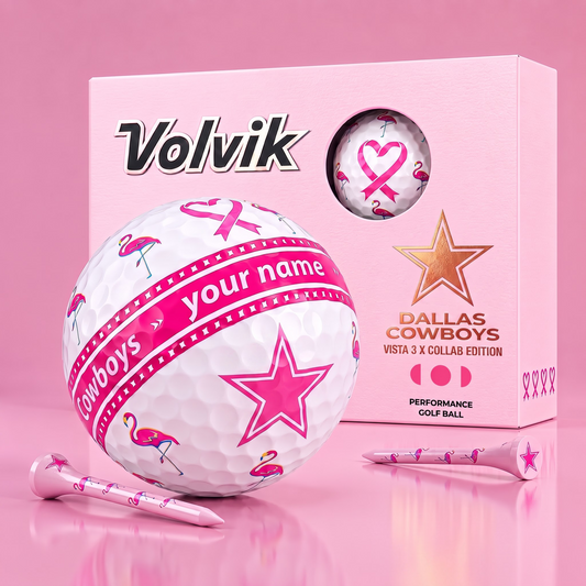 PREMIUM NFL  X DC EXCLUSIVE PERSONALIZED  VOLVIK BREAST CANCER  GOLF BALL SET LIMITED EDTION