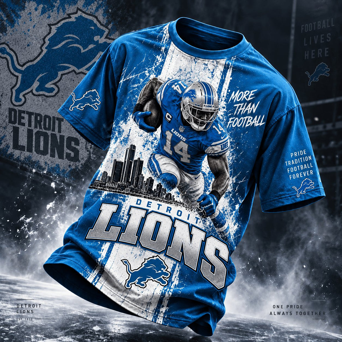 PREMIUM NFL X DET EXCLUSIVE Ice Grit 3D Shirt For Fans Limited Edition