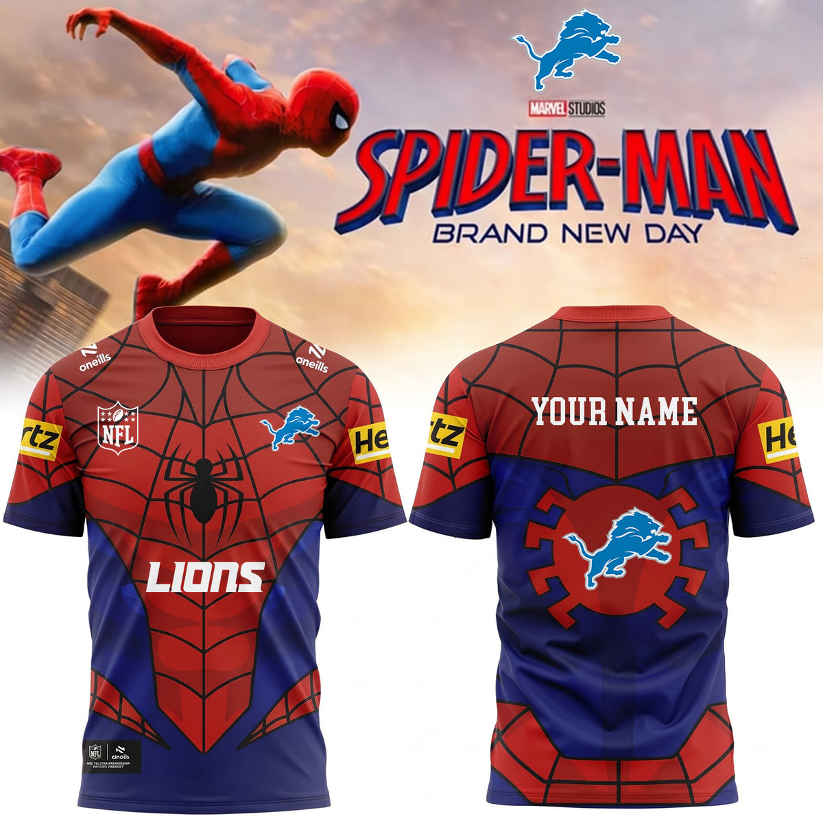 PREMIUM NFL X DET EXCLUSIVE PERSONALIZED SPIDER-MAN SHIRT