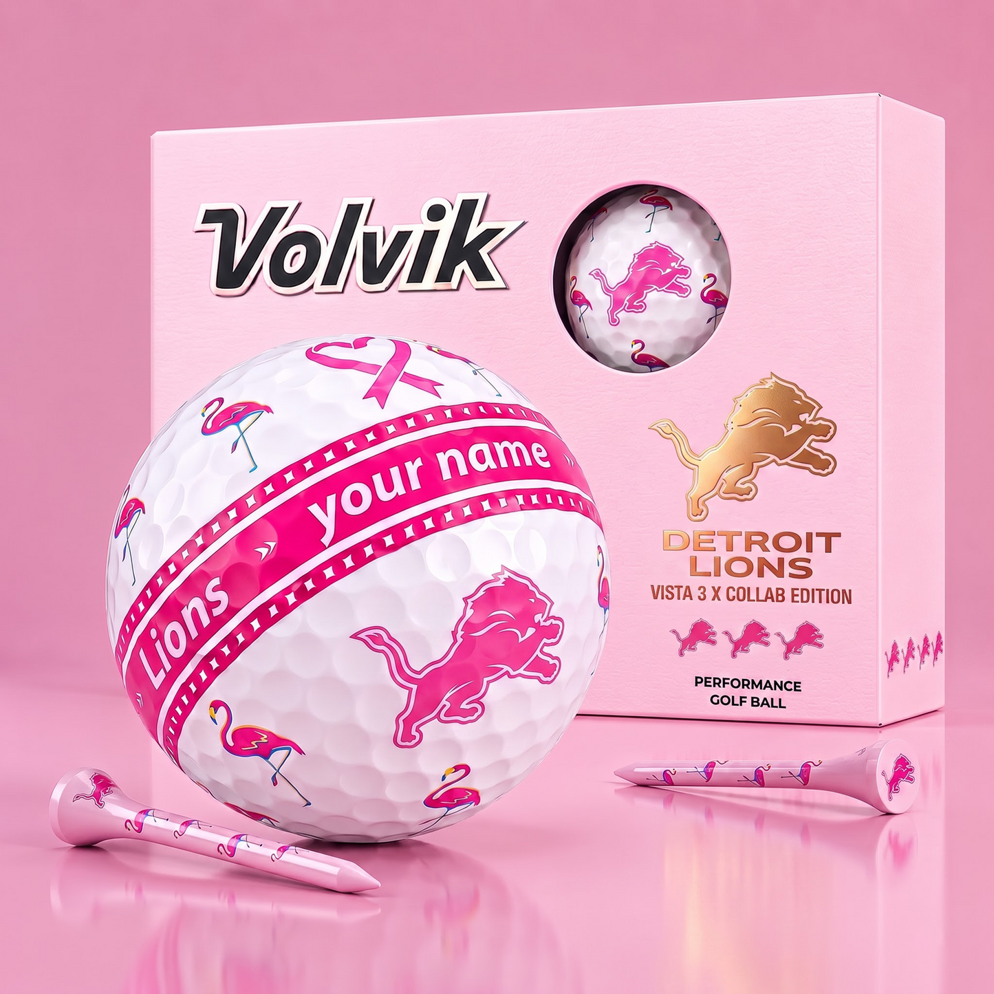 PREMIUM NFL  X DL EXCLUSIVE PERSONALIZED  VOLVIK BREAST CANCER  GOLF BALL SET LIMITED EDTION