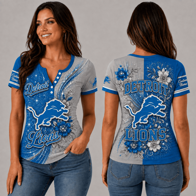 PREMIUM NFL X DL EXCLUSIVE  Personalized FLORAL  Women’s Button V-Neck Shirt Gifts For Fan - Limited Edition