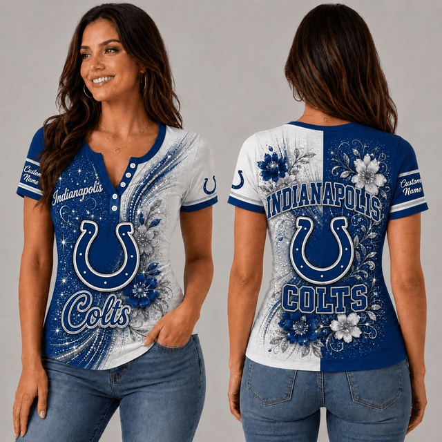 PREMIUM NFL X IC EXCLUSIVE  Personalized FLORAL  Women’s Button V-Neck Shirt Gifts For Fan - Limited Edition
