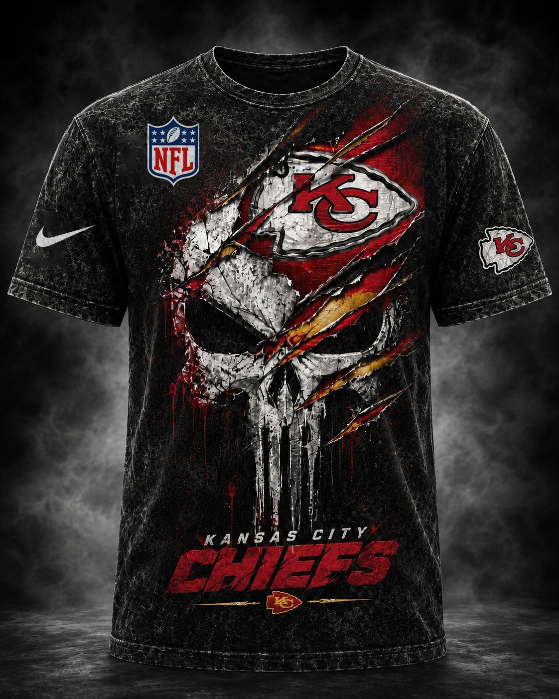 PREMIUM NFL X KC EXCLUSIVE OLD-SKULL 3D Tshirt LIMITED EDITION