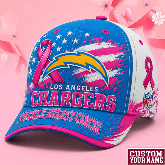 PREMIUM NFL X LAC EXCLUSIVE PERSONALIZED Pink Ribbon Breast Cancer Survior Cap