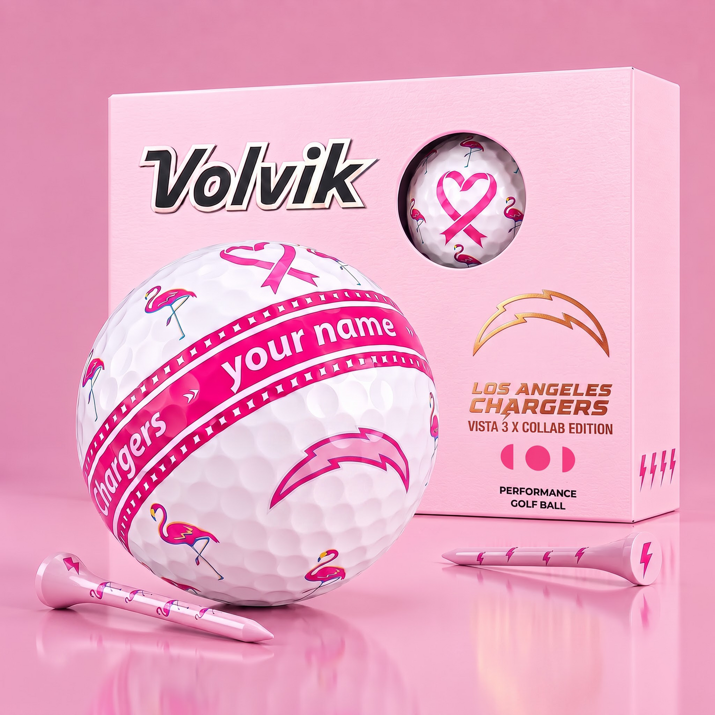 PREMIUM NFL  X LAC EXCLUSIVE PERSONALIZED  VOLVIK BREAST CANCER  GOLF BALL SET LIMITED EDTION