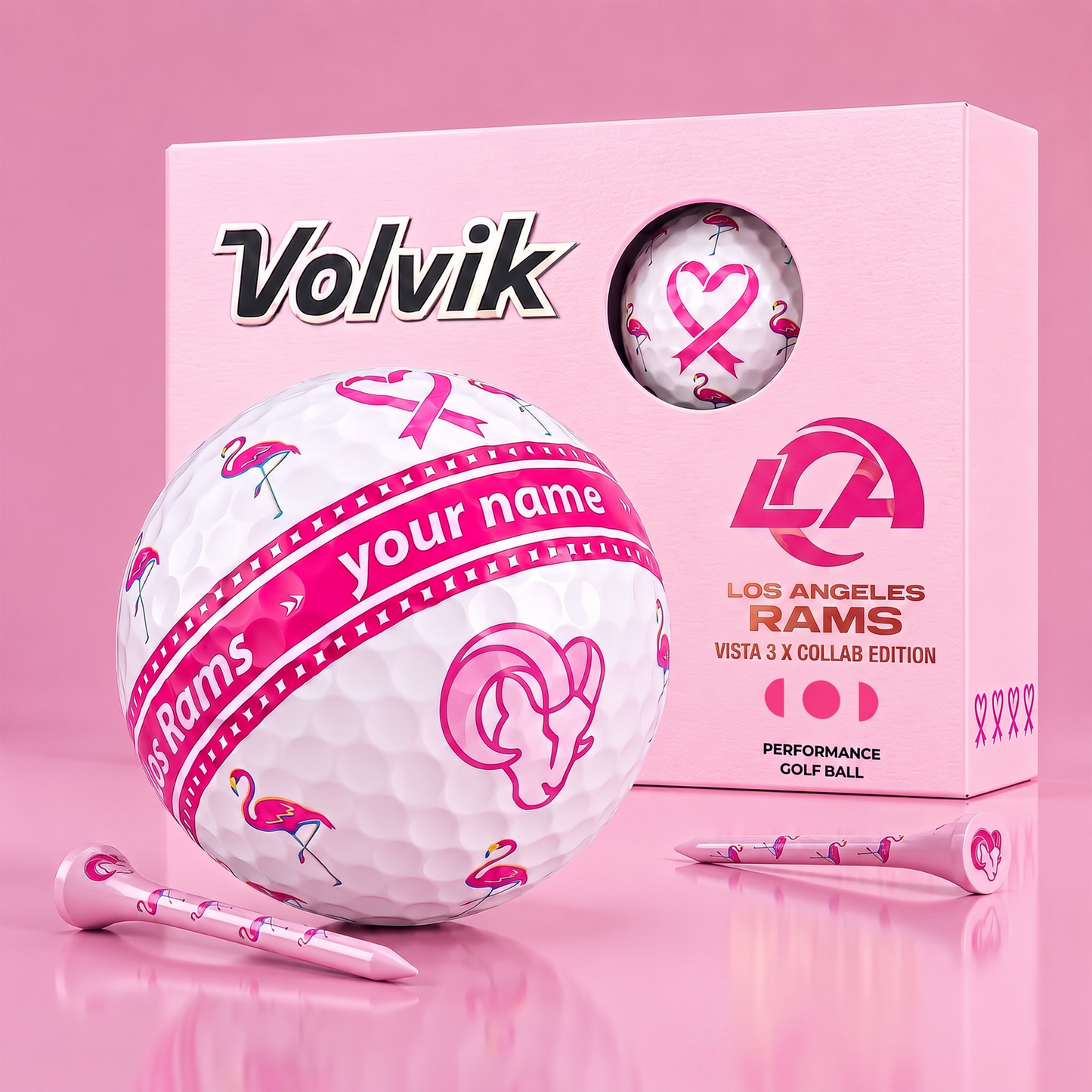 PREMIUM NFL  X LAR EXCLUSIVE PERSONALIZED  VOLVIK BREAST CANCER  GOLF BALL SET LIMITED EDTION