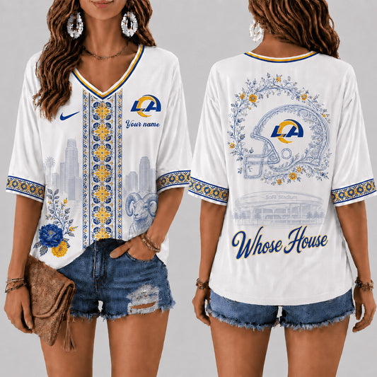 PREMIUM NFL X LAR EXCLUSIVE PERSONALIZED Women‘s Floral V-neck Shirt LIMITED EDITION