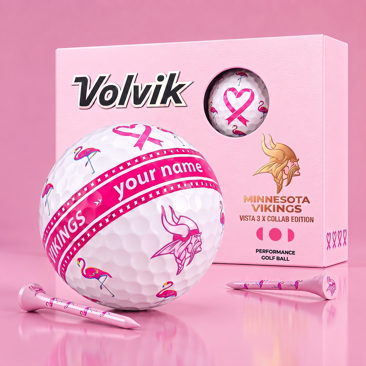 PREMIUM NFL  X MV EXCLUSIVE PERSONALIZED  VOLVIK BREAST CANCER  GOLF BALL SET LIMITED EDTION