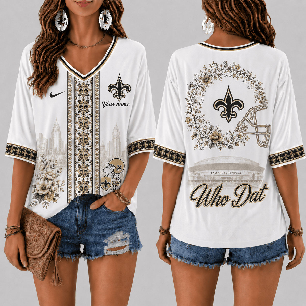 PREMIUM NFL X NO EXCLUSIVE PERSONALIZED Women‘s Floral V-neck Shirt LIMITED EDITION