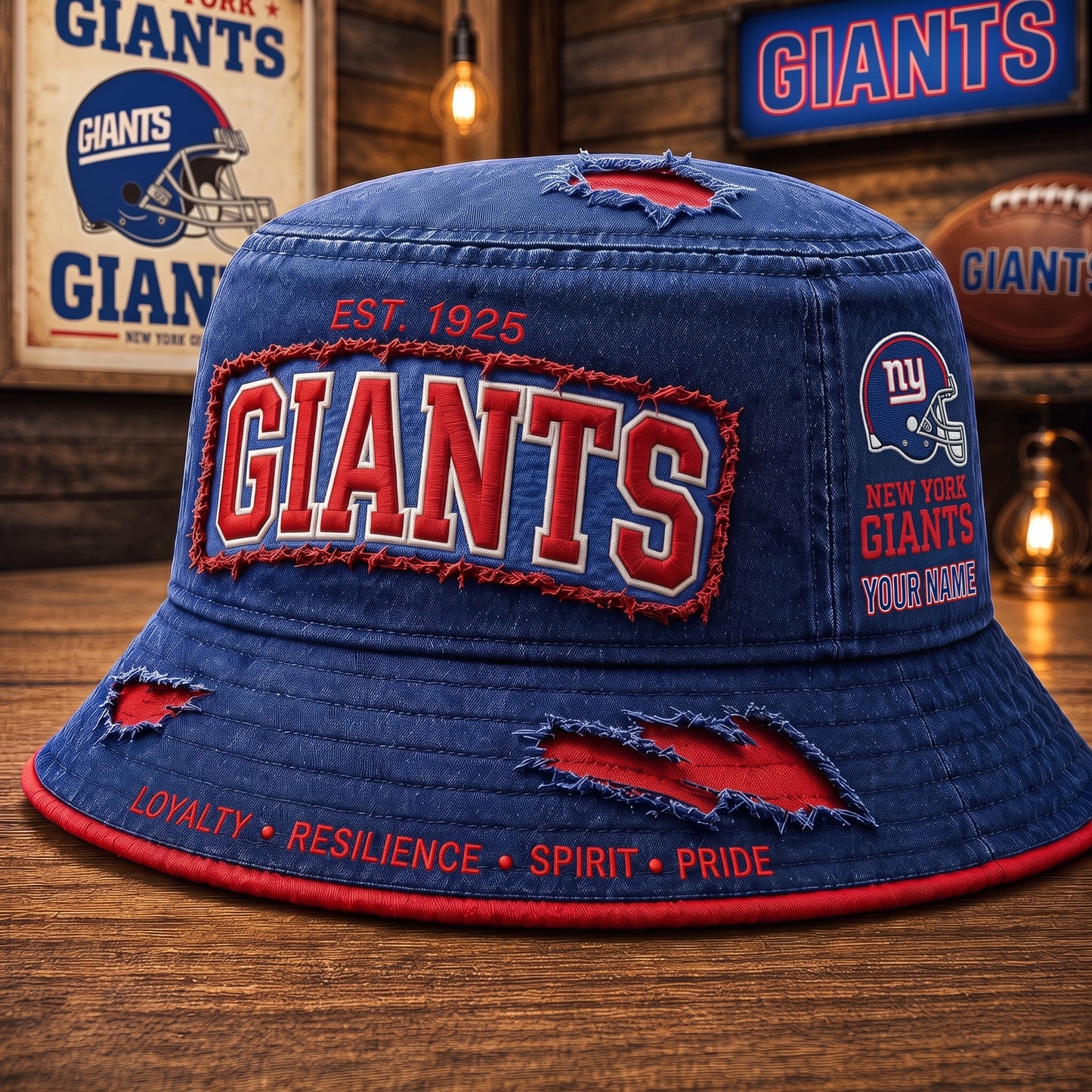 PREMIUM NFL X NYG EXCLUSIVE PERSONALIZED BUCKET HAT LIMITED EDITION