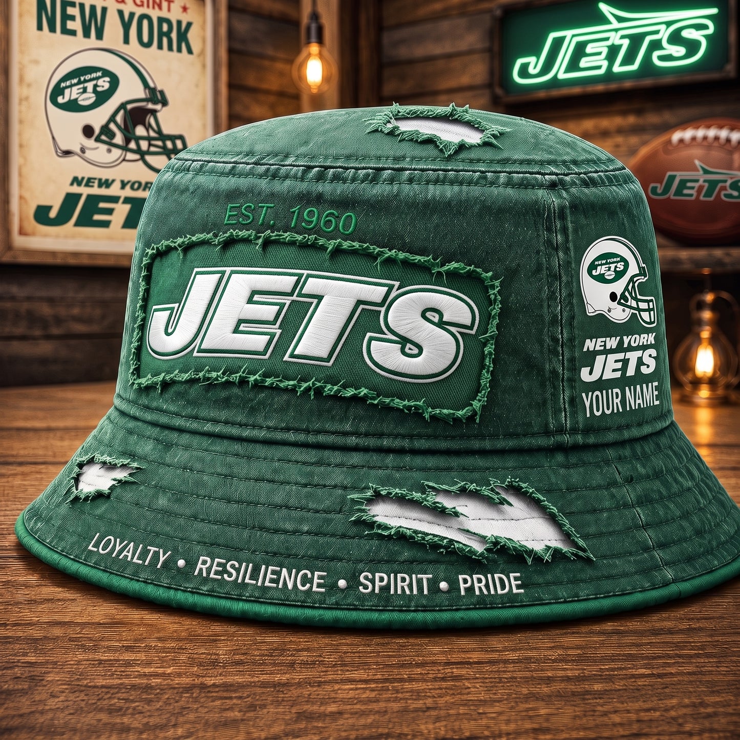 PREMIUM NFL X NYJ EXCLUSIVE PERSONALIZED BUCKET HAT LIMITED EDITION