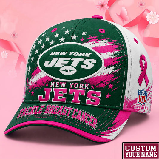 PREMIUM NFL X NYJ EXCLUSIVE PERSONALIZED Pink Ribbon Breast Cancer Survior Cap