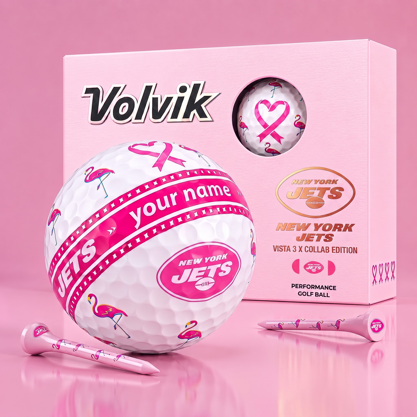 PREMIUM NFL  X NYJ EXCLUSIVE PERSONALIZED  VOLVIK BREAST CANCER  GOLF BALL SET LIMITED EDTION