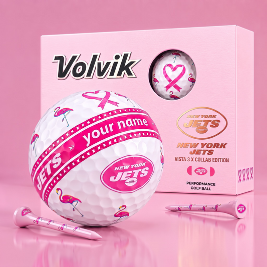 PREMIUM NFL  X NYJ EXCLUSIVE PERSONALIZED  VOLVIK BREAST CANCER  GOLF BALL SET LIMITED EDTION