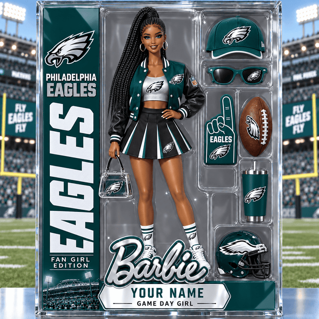 PREMIUM NFL X PE Barbie PERSONALIZED Acrylic Block Plaque Gifts For Fan - Limited Edition
