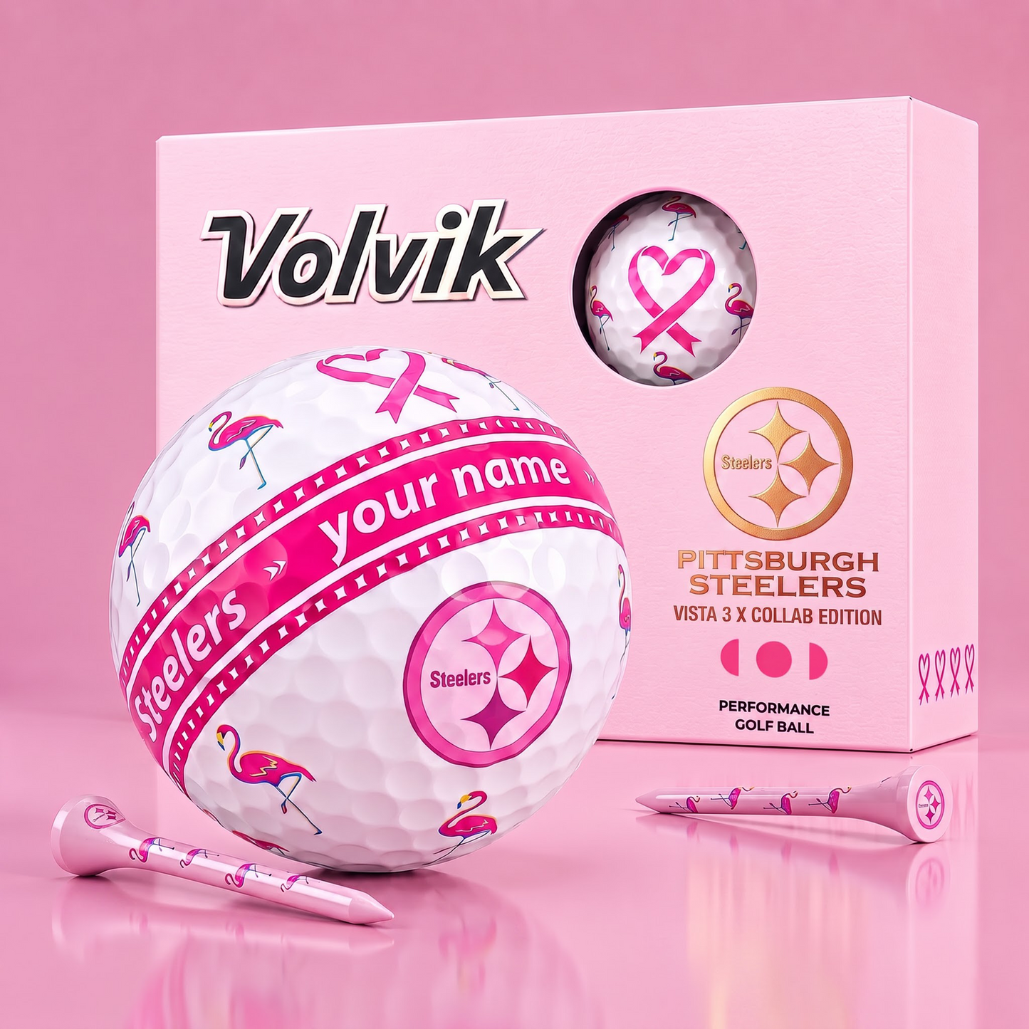 PREMIUM NFL  X PS EXCLUSIVE PERSONALIZED  VOLVIK BREAST CANCER  GOLF BALL SET LIMITED EDTION