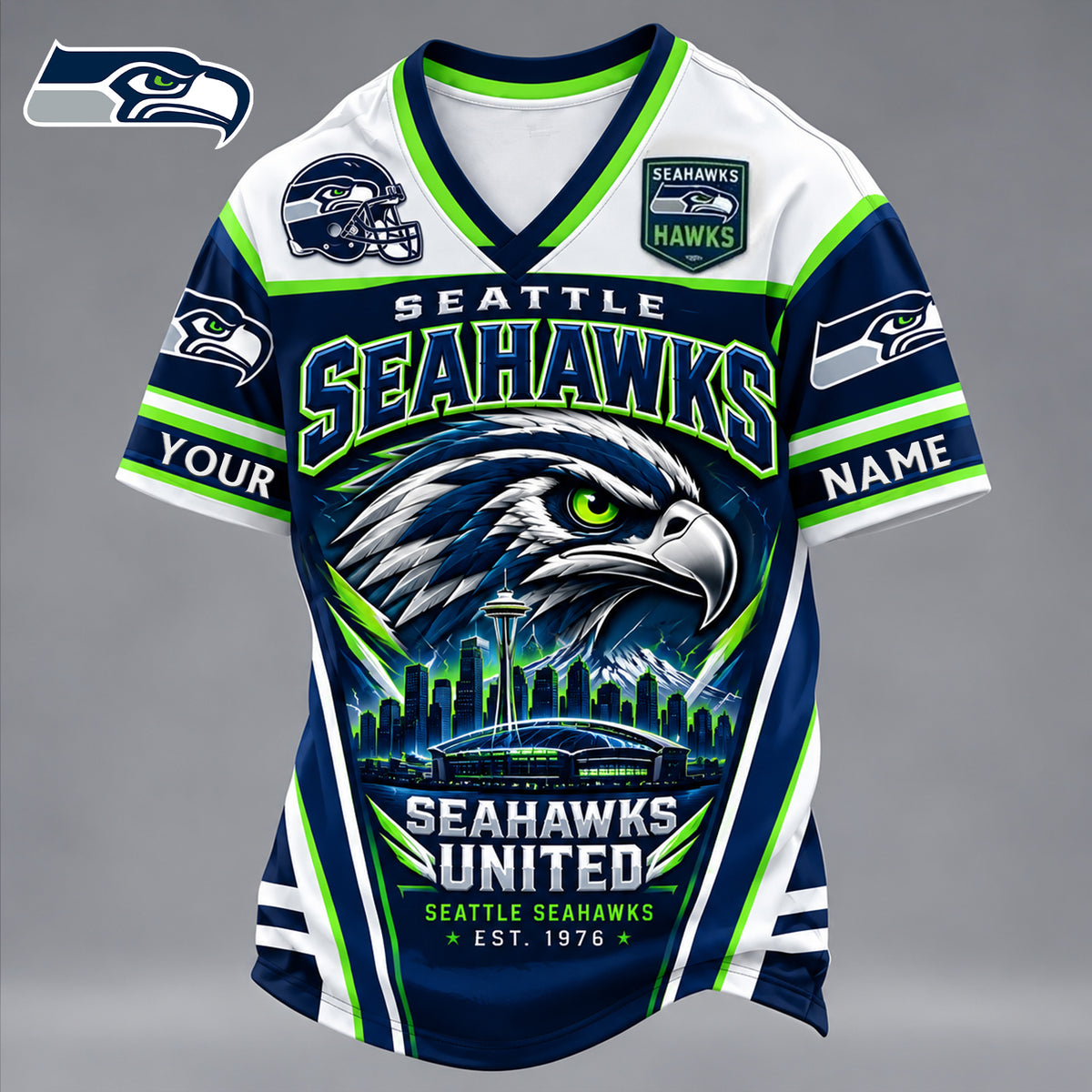 PREMIUM NFL X SEA EXCLUSIVE PERSONALIZED V-NECK TSHIRT LIMITED EDITION